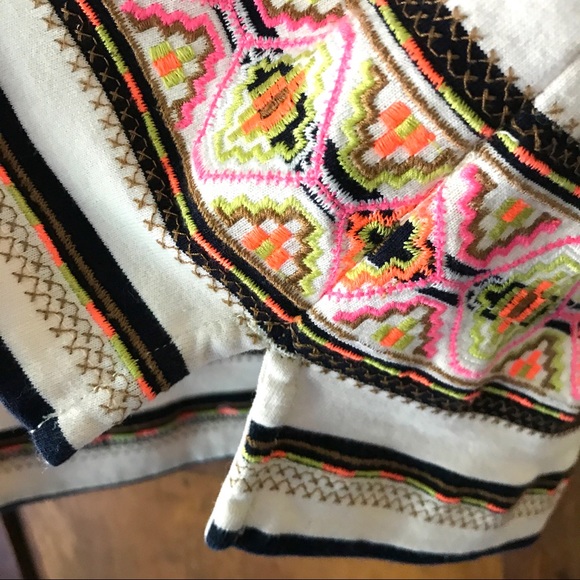 J. Crew Stitchwork Striped Top Embroidered XS - Picture 5 of 6